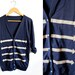 Slim Fit Long Military HAND STENCILED Slouchy Button Arrow Deep V Boyfriend Cardigan Jacket Navy and Gold - S M L XL