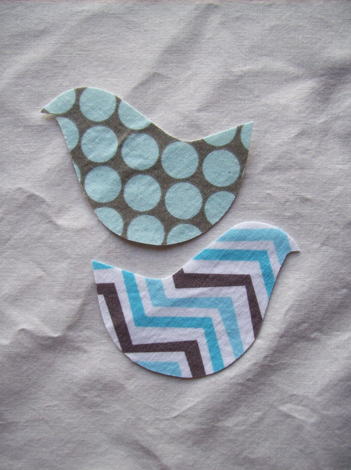 2 Small Fabric Iron On Bird Appliques