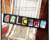 YOUR Custom 7 Letter Last Name or Word on Wood Sign - Small Black and White or Color LOVE Letters photos - Wall Hanging - Seven - on Etsy