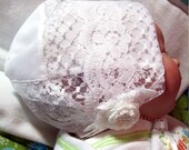Handkerchief Christening Baby Bonnets - BRIDAL DRESS LACE