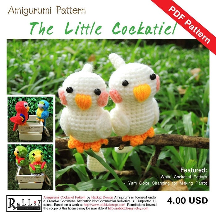 PDF Pattern - Amigurumi Cockatiel Bird Pattern