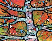 Whimsical Peace Tree 8" x 10" - Sharing Prayers for Peace -  Giclee Print