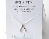 Sterling Silver Wishbone Necklace / Make a Wish Necklace/ Lucky Jewelry/ Luck Necklace/ Wishbone Pendant Charm Custom Chain.