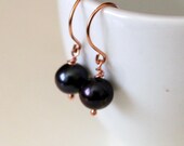 Rose Gold Peacock Green-Black Earrings---Simple and Luxurious