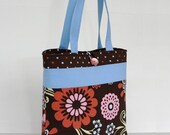 Floral Purse Brown Blue Tote Bag Classic Tote