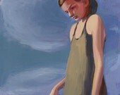 Girl thinking about change- Original watercolor/gouache portrait painting