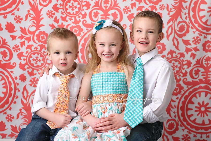 Brother and Sister Matching Combo-Girl's Bubble Dress and Boy's Matching Tie- 2013 Spring Collection from Mellon Monkeys