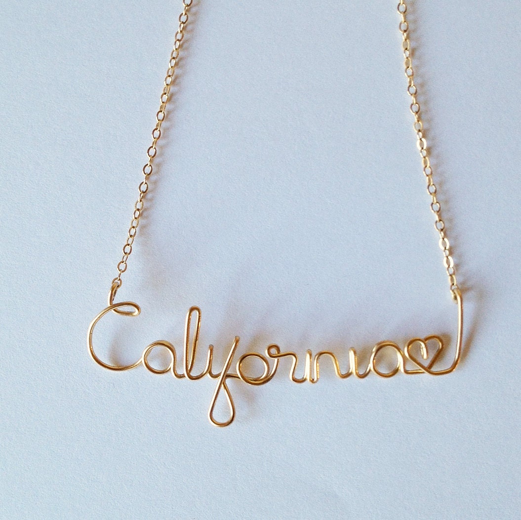 Gold California Love Necklace in 14k Gold Filled. Urban Chic