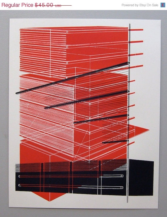 Solid red 1, multilayer 16 x 20 inch silkscreen print