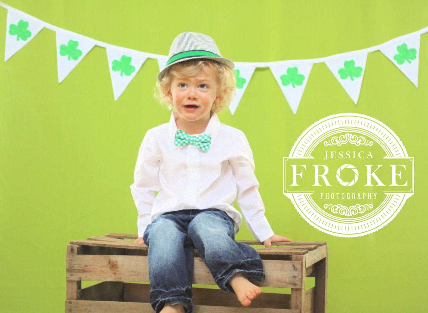 Shamrock St. Patrick's Day party fabric,felt bunting pennant banner, ready to ship, reusable