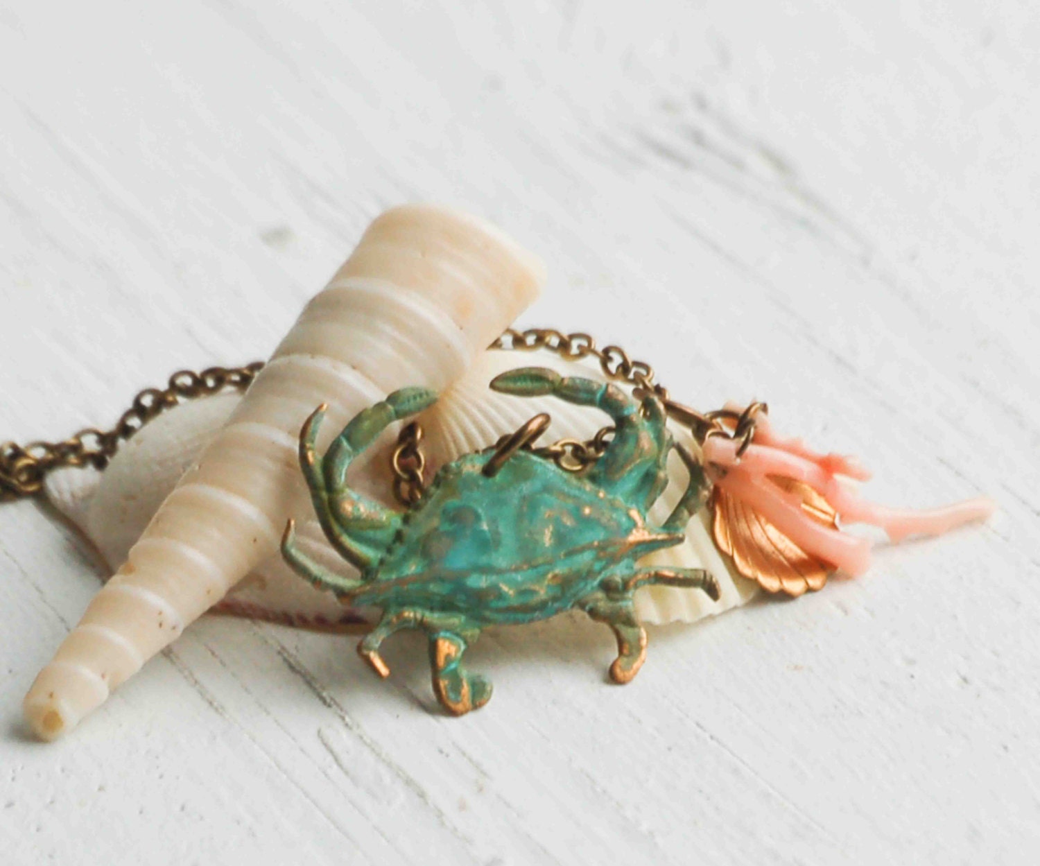 Sea Creature Necklace CRAB Nautical Jewelry Sea Marine Summer Bon Voyage Cruise Sailing Travel