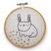 SUMMER SALE - Susie the sleepy star gazing bunny - Hand embroidered wall art - Ready to ship