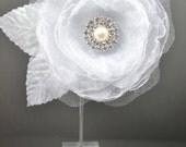 Sweet Flower and Rhinestone Bridal Hair Fascinator, Hair clip, Organza Flower