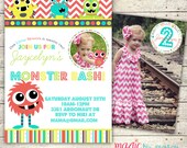 Party Printable Pack Digital Monster Birthday Bash invitations, favor tag, water bottle labels, cupcake topper Il_170x135