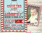 Vintage Cookies and Milk First Birthday digital Invitation Il_170x135