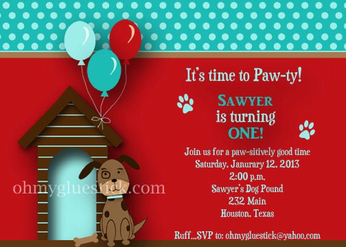 Puppy Party Printable Invitation by Oh My Gluestick