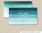 Business Card, Calling Card, Mommy Card - Ombre Watercolor Stripes