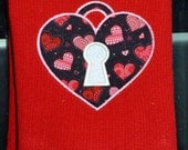 Embroidered Towel "Valentine Heart Lock"