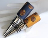 Handmade Gold and Navy Blue Wine Bottle Stoppers Set of 2