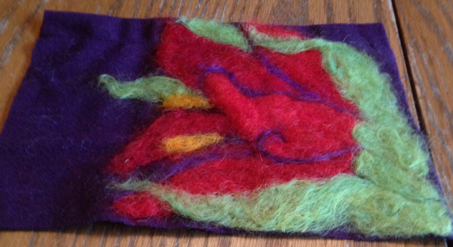 Wall Hanging of Needle Felted Red Tulip