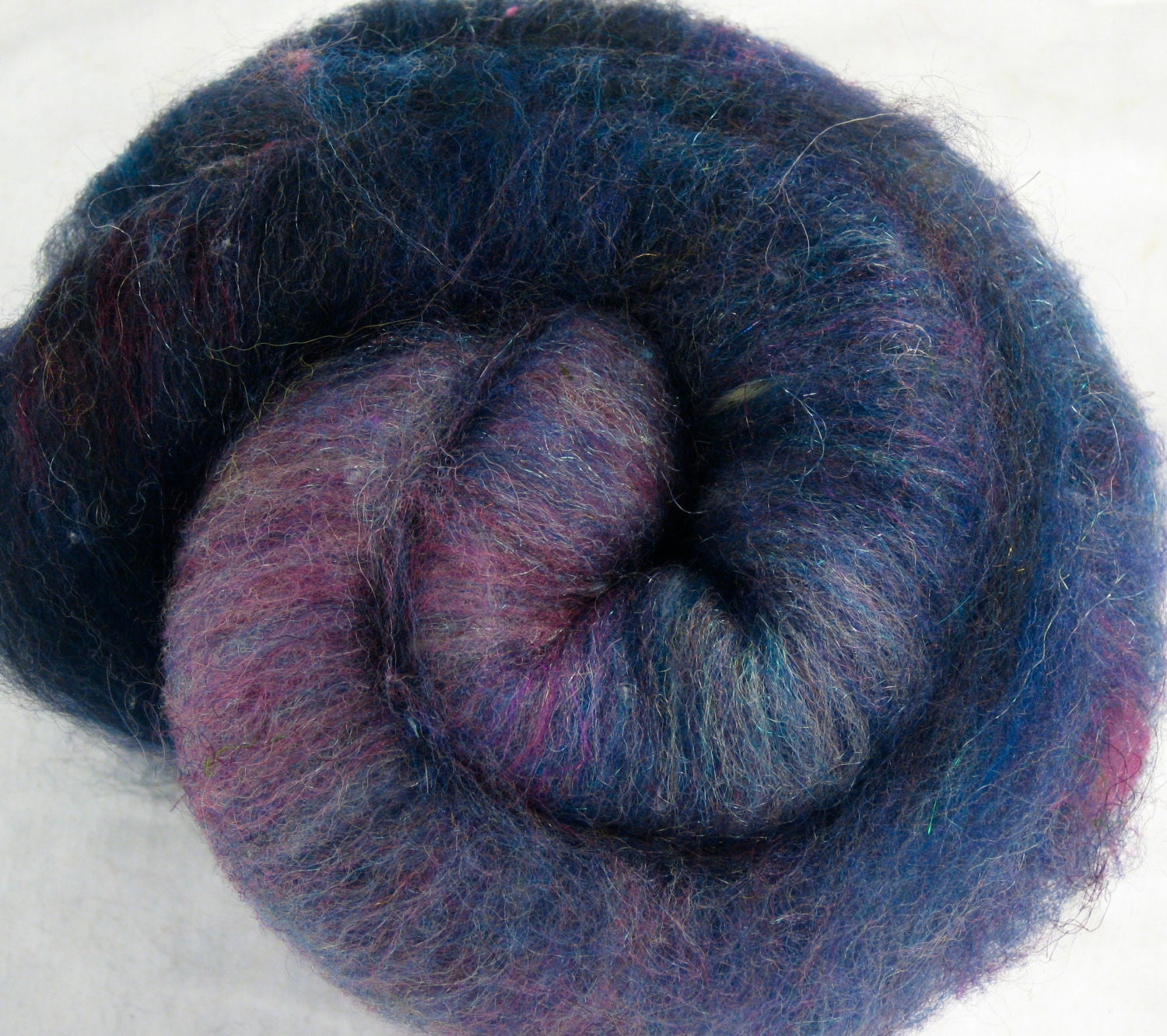 Black Purple and Pink Batt - 2.1 oz Wool for Spinning and Felting