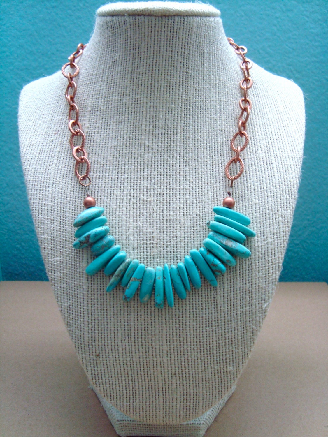 stick turquoise statement necklace