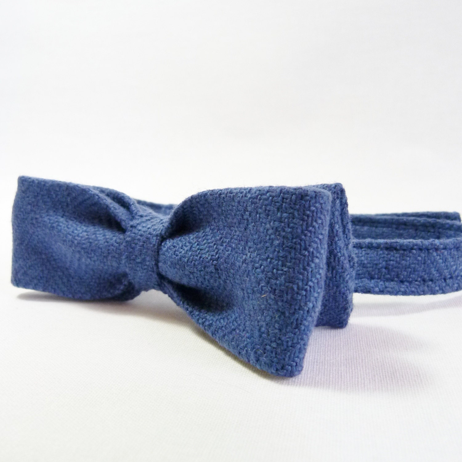 Skinny Bow Tie - Dark Blue Irish Herringbone Tweed