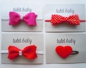Valentine's Day Love Package - Heart Clip, Red & Pink felt rhinestone headband, Heart Polka Dot Headband