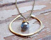 Spring's Chance - Brass Horseshoe Necklace - Labradorite Necklace - Artisan Tangleweeds Jewelry