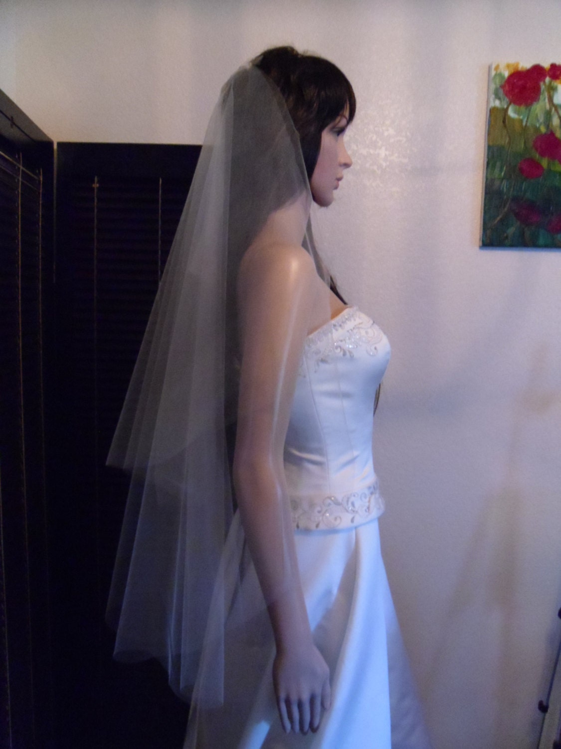 Double Simplicity Cascade Waist Cut Edge Wedding Veil