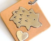 Hedgehog Love - Handmade Copper and Silver Pet Tag In Two Sizes