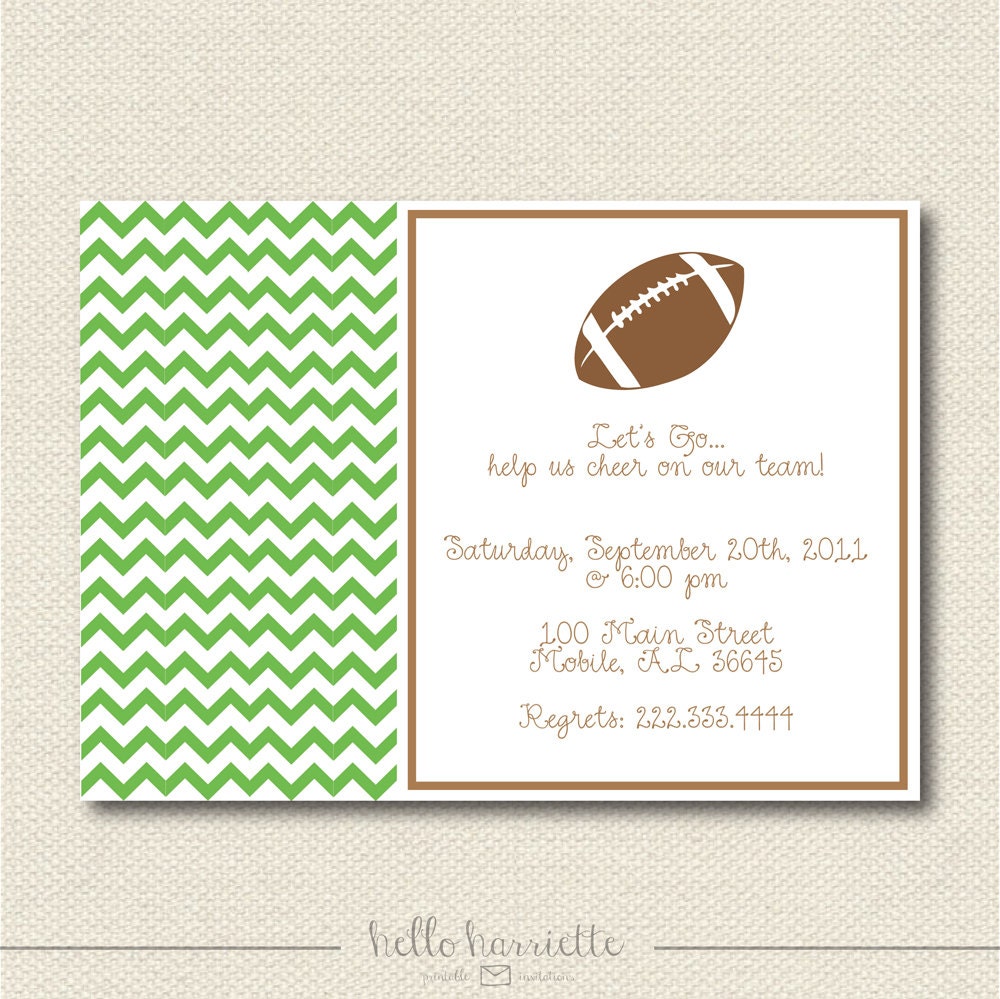 PRINTABLE Custom Football Party Invite-Custom Team Colors