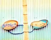 Funky mid century neon sign retro pastel modern motel jersey shore orange peach blue turquoise - Vacancy 8 x 10