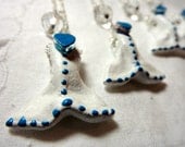Whale tail necklace - polymer clay - silver lariat - beach - gift - unique animal jewelry - hand sculpted