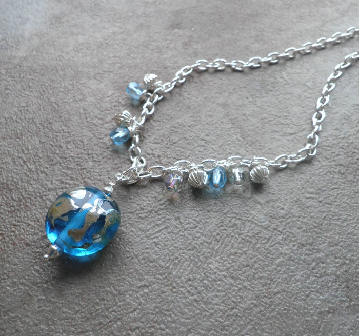 Lagoon - lampwork pendant