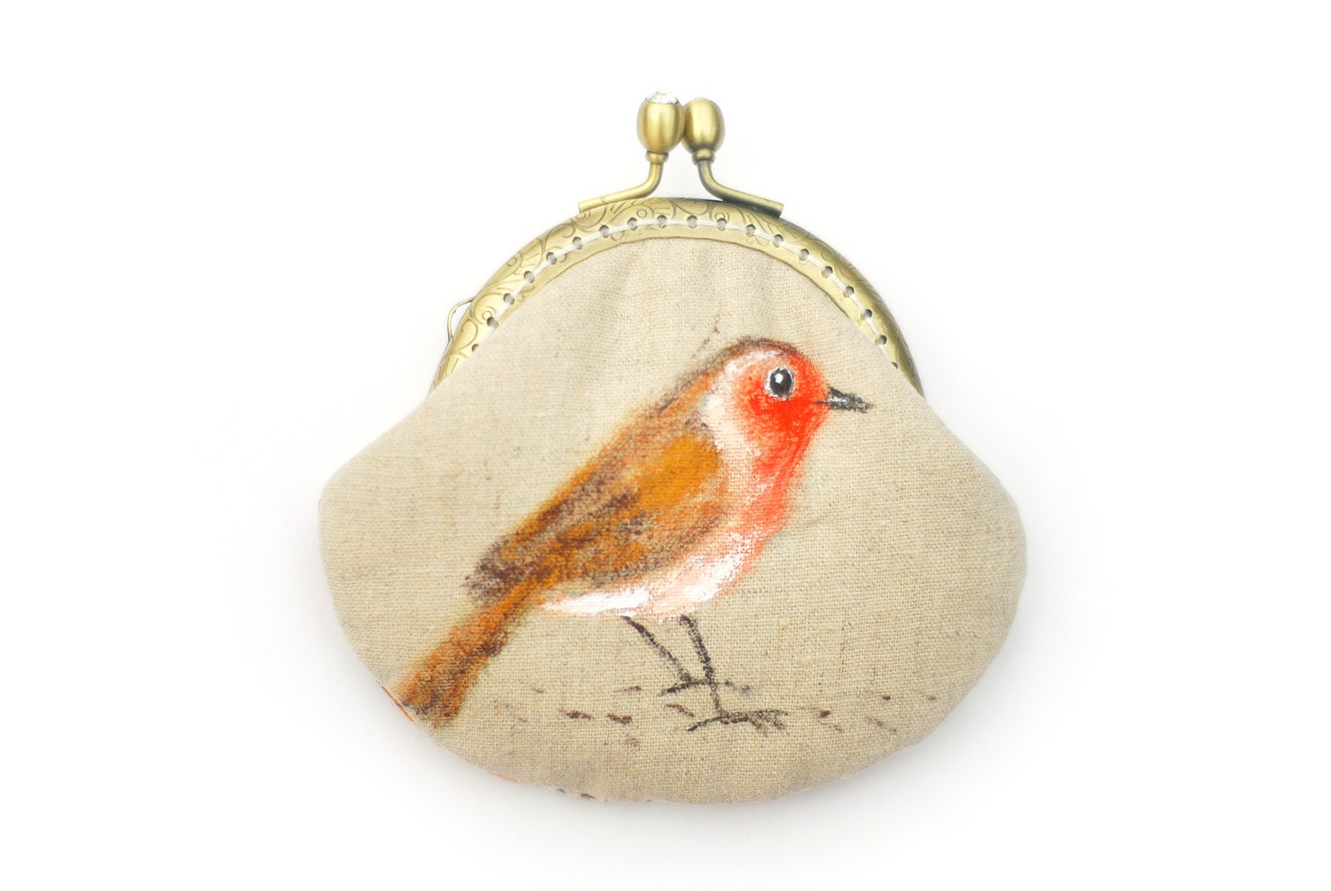 Robin Hand painted Vintage Purse (My Secret Garden)