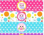 DIY Owl Party Printable,  Water Bottle,  Milk Bottle Labels, Napkin Rings, Label,  Owl Party Decoration,  INSTANT DOWNLOAD