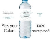 30 sheets custom waterproof water bottle labels (water39) wedding favors I Do personalized