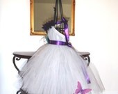 Tutu Dresses, Tutu Dress, Flower Girl Dress, Silver Gray Tulle, Plum Satin Ribbon, Aubergine Mum, Formal Dresses, Portrait Dress, Wedding