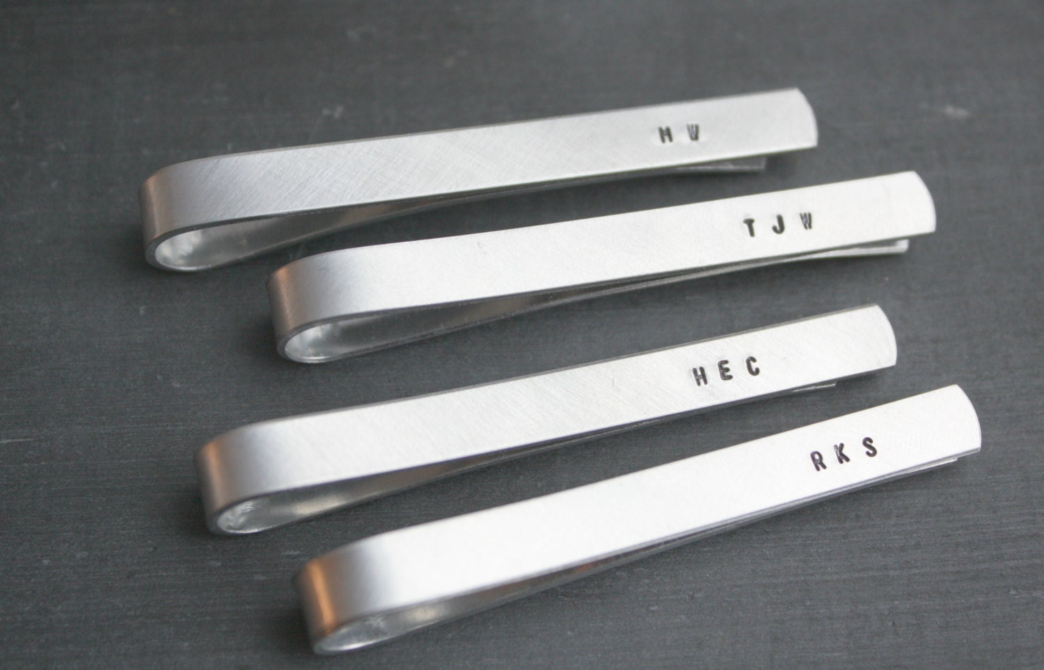 Custom Tie Bar Clip - Set of Four - Personalized for Dad Grandfather Groom or Groomsmen