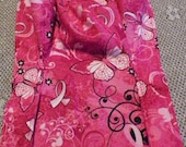 Breast Cancer Awareness Do Rag/Head Gear/Skull Cap Pink Ribbon, Butterflies, Black Scroll pattern