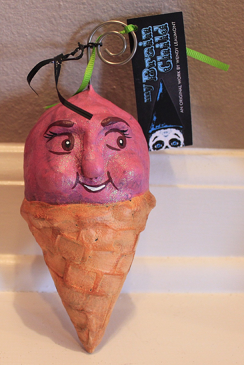 Ice Cream Cone Cutie I Ornament - Original Sculpted Ornament
