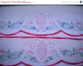 ON SALE- Pineapple Pillowcases, Hand Embroidered, Linens, Home Decor, Bedding