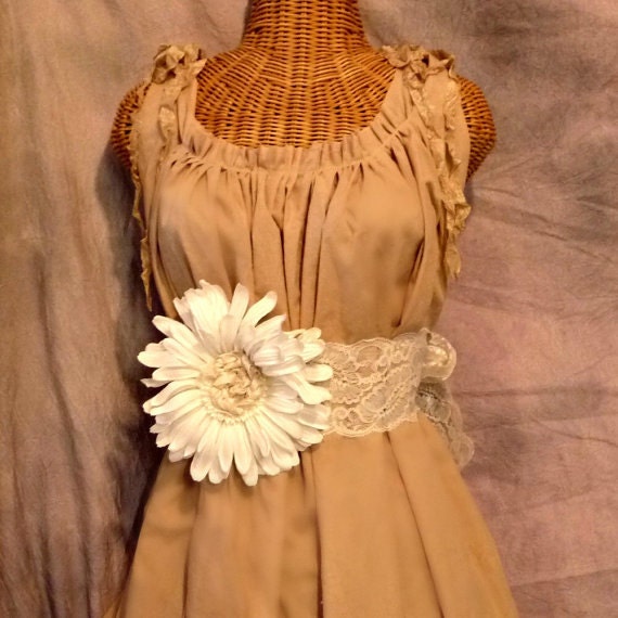 RESERVED Coral Dress Ivory Leaf Sash Belt Tan Tea Length Custom Order Wedding Womens Bridal Maternity Prenatal