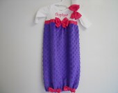 Boutique Purple Minky Chenille Infant  Girls Layette Gown Set Soo Pretty great for coming home outfit