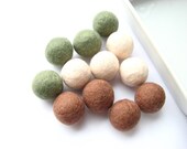 12 round felted wool beads (asparagus, cream, cappuccino)