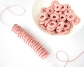 Salmon pink crochet hoops / circles