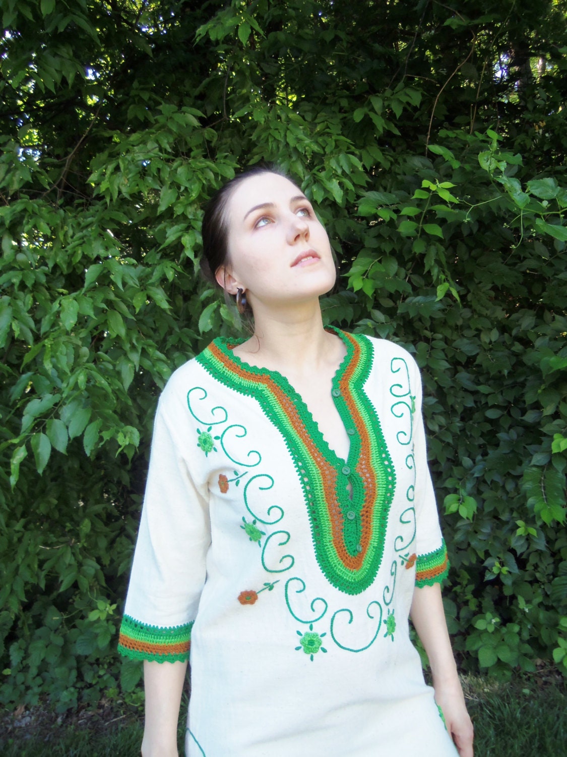 Vintage Caftan 70s Embroidered BoHo
