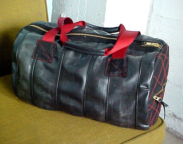 SALE  Duffel Bag Made From Bike Tubes and Cordura --All Vegan-- Shipping Included