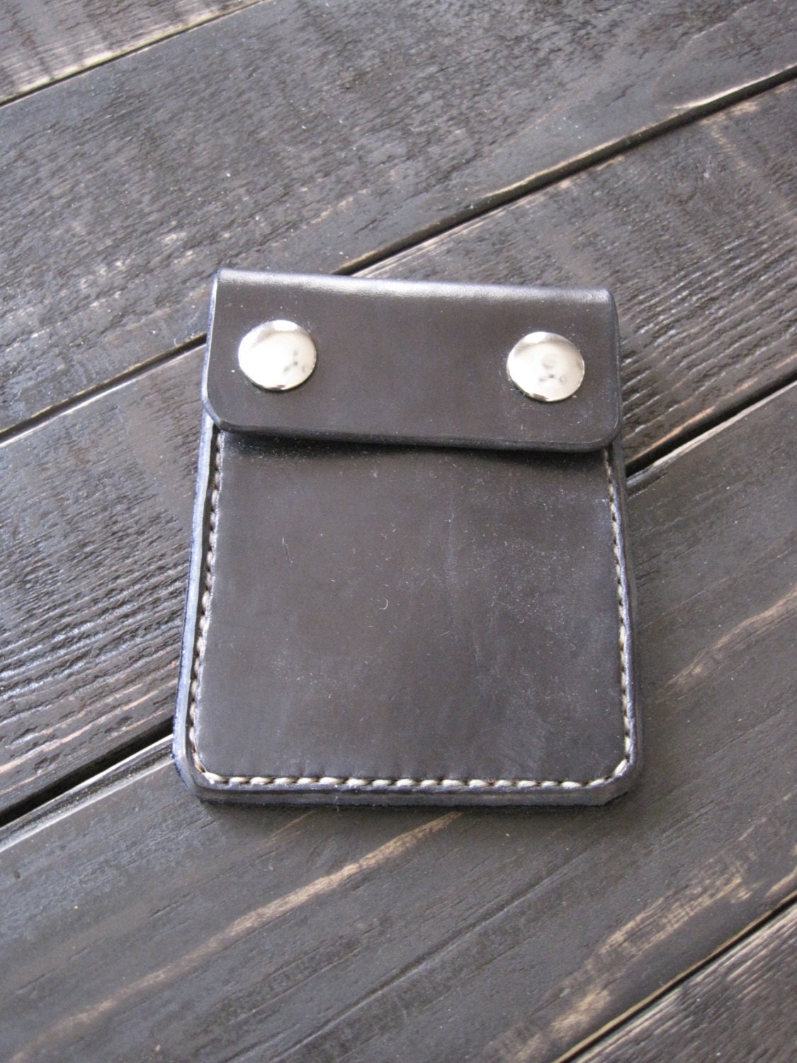 Simple Leather Card Case Wallet with Snaps